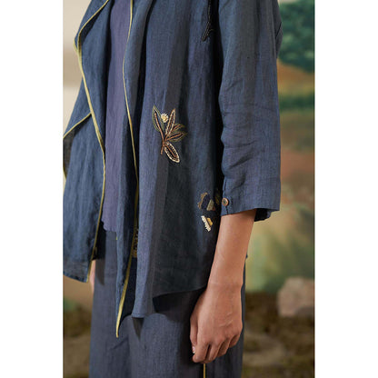 FEBo6 Pinecone Navy Blue Jacket with Slip (Set of 2)