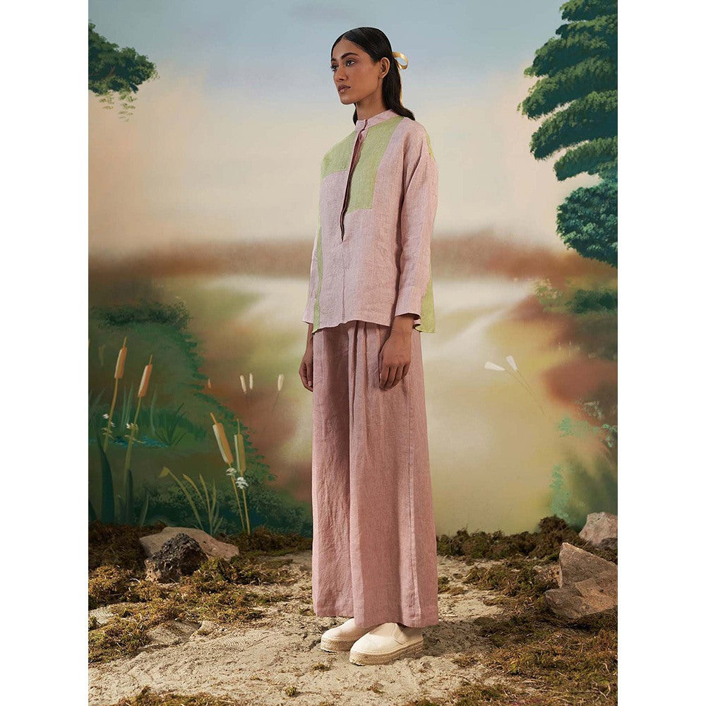 FEBo6 Oak Pink Colorblock Shirt with Pant (Set of 2)