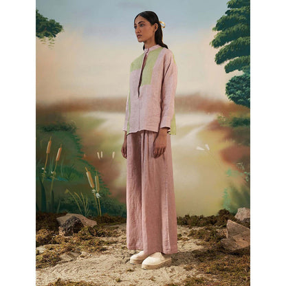 FEBo6 Oak Pink Colorblock Shirt with Pant (Set of 2)