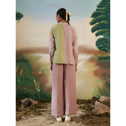 FEBo6 Oak Pink Colorblock Shirt with Pant (Set of 2)