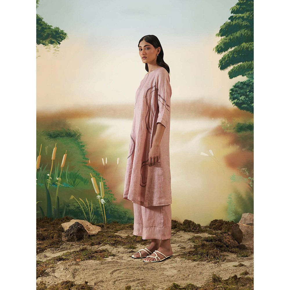 FEBo6 Rosewood Pink Kurta with Pant (Set of 2)
