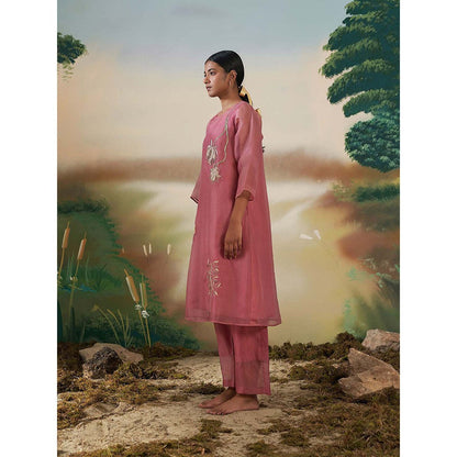 FEBo6 Tuberose Pink Kurta Pant with Slip & Dupatta (Set of 4)