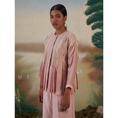 FEBo6 Dusk Pink Pleated Top