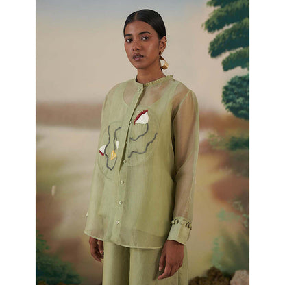 FEBo6 Half & Full Bloom Green Top