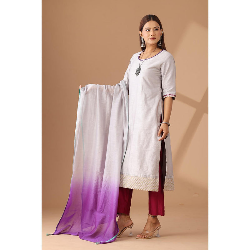 Finethreads by Hina & Nikhat Shanaya Elegance Embroidered Raw Silk Kurta and Pant (Set of 2)