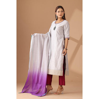 Finethreads by Hina & Nikhat Shanaya Elegance Embroidered Raw Silk Kurta and Pant (Set of 2)