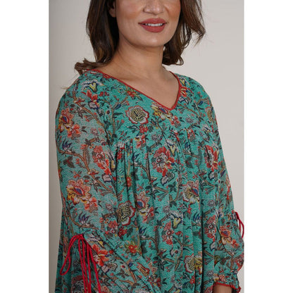 Finethreads by Hina & Nikhat Green Daisy Midi Dress