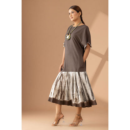 Finethreads by Hina & Nikhat Brown Ethereal Flow Dress