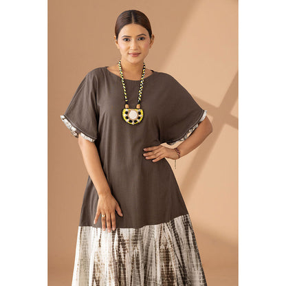 Finethreads by Hina & Nikhat Brown Ethereal Flow Dress