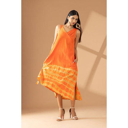 Finethreads by Hina & Nikhat Orange Sunburst Chic Dress