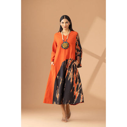 Finethreads by Hina & Nikhat Orange Heritage Grace Dress