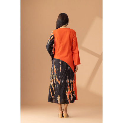 Finethreads by Hina & Nikhat Orange Heritage Grace Dress