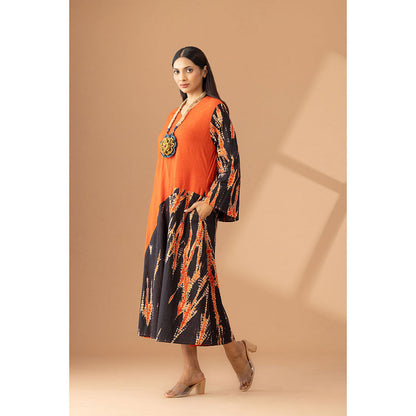 Finethreads by Hina & Nikhat Orange Heritage Grace Dress