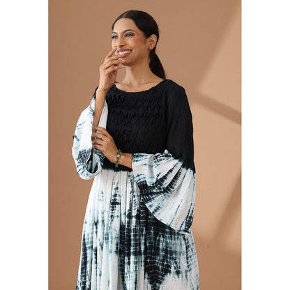 Finethreads by Hina & Nikhat Black Twilight Reverie Flared Dress