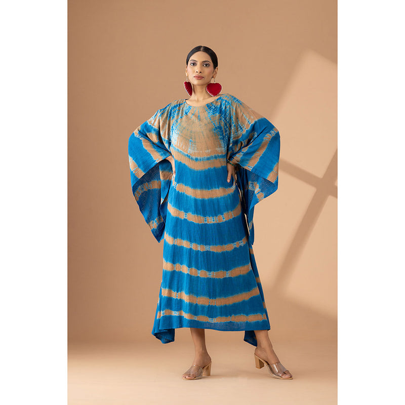 Finethreads by Hina & Nikhat Blue Boho Serenity Kimono Dress