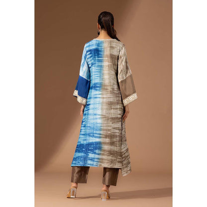 Finethreads by Hina & Nikhat Womens Tie & Dye Multi-Color Kurta with Pant and Dupatta