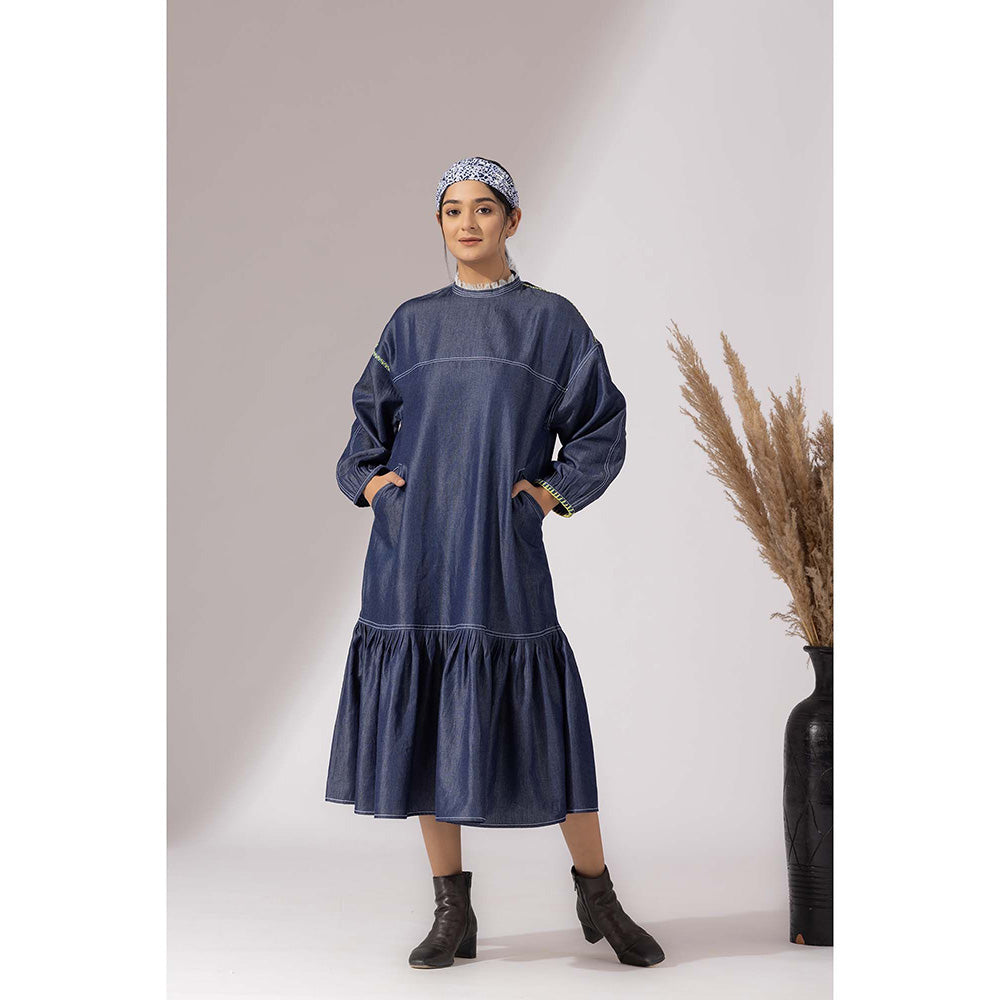Finethreads by Hina & Nikhat Blue Denim Grace Dress