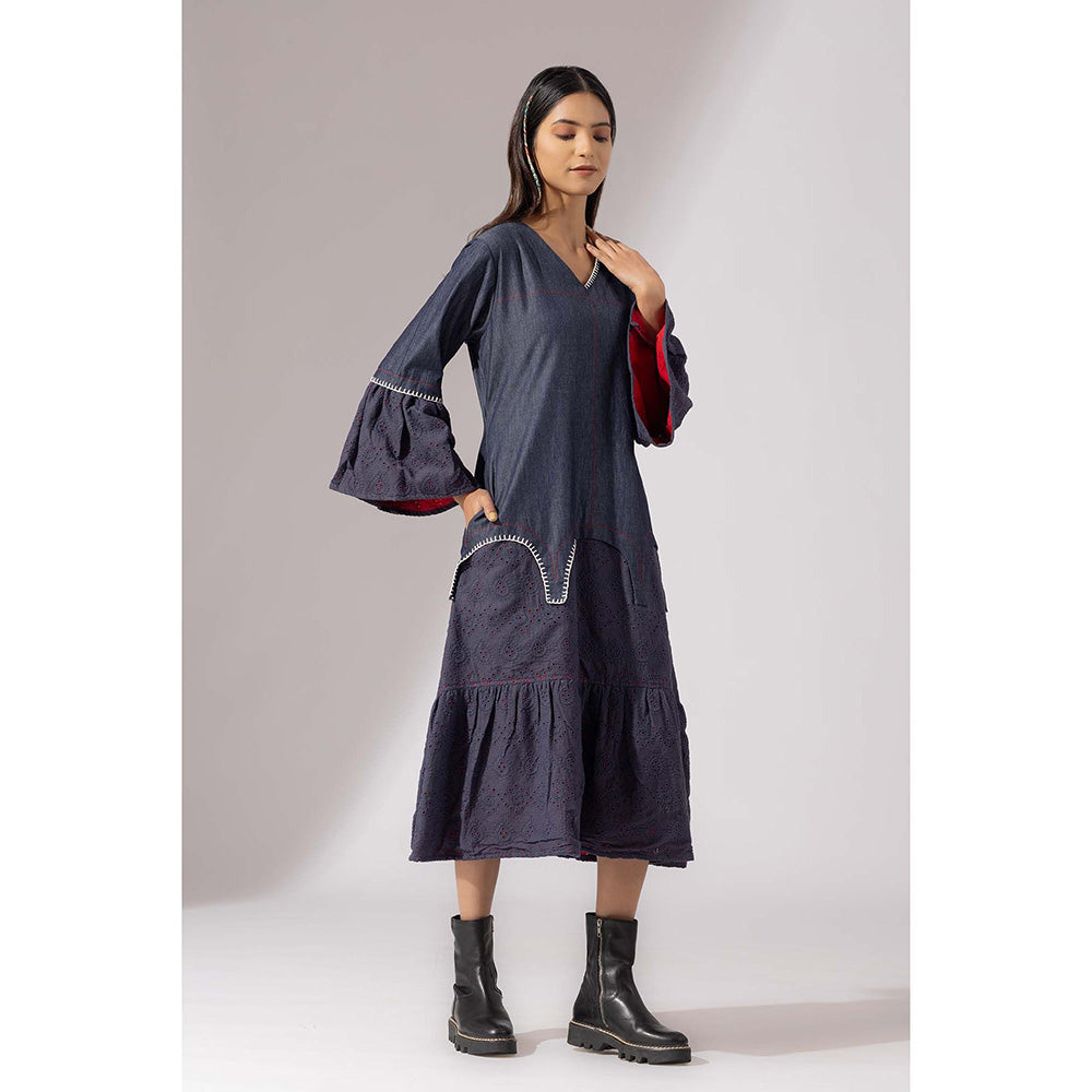 Finethreads by Hina & Nikhat Blue Denim Meadow Dress