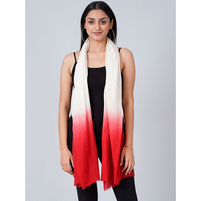 First Resort by Ramola Bachchan White And Maroon Colour Block Scarf