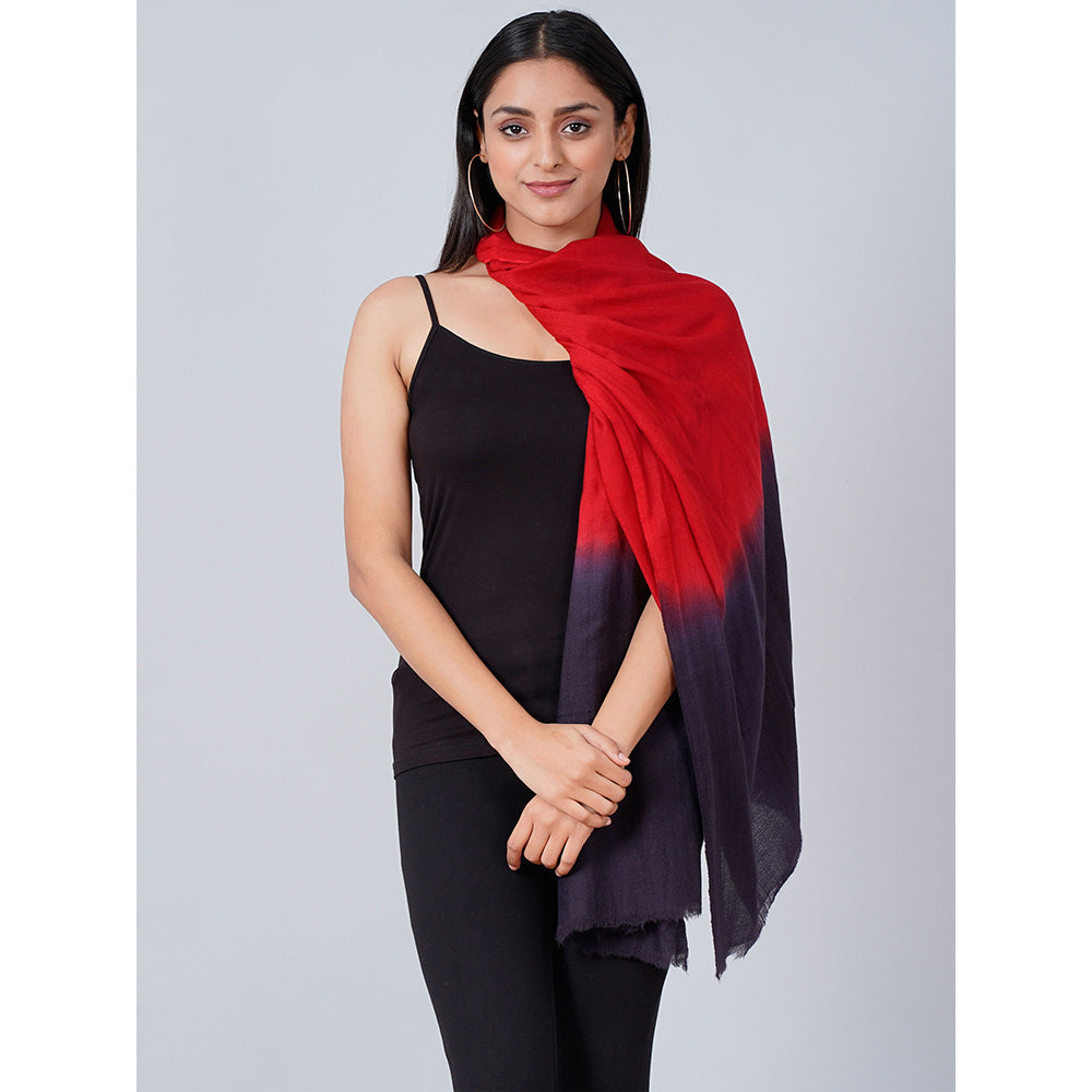 First Resort by Ramola Bachchan Red And Grey Colour Block Scarf