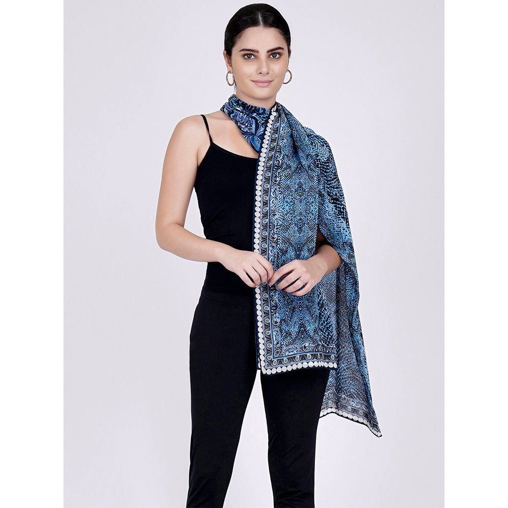 First Resort by Ramola Bachchan Blue Python Print Stole