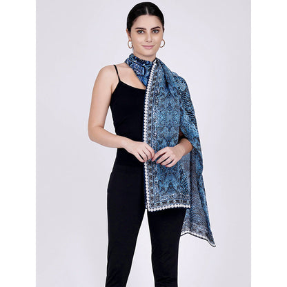 First Resort by Ramola Bachchan Blue Python Print Stole