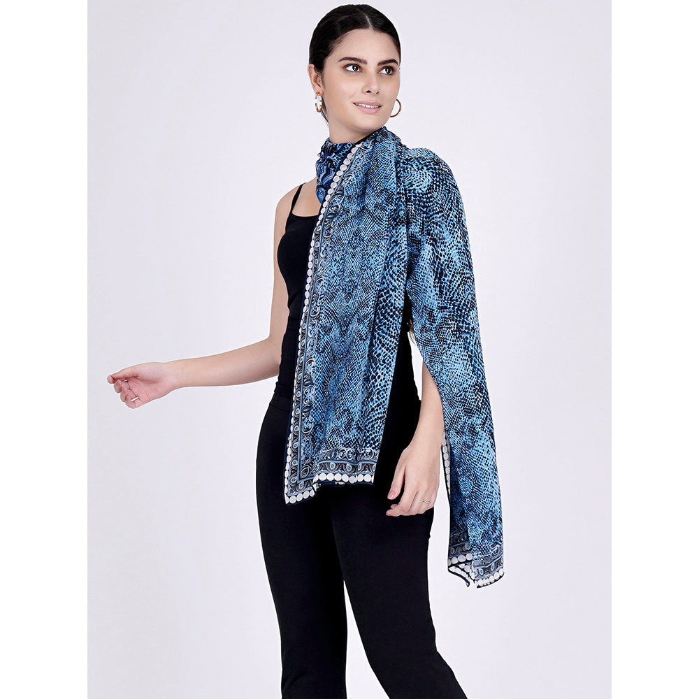 First Resort by Ramola Bachchan Blue Python Print Stole