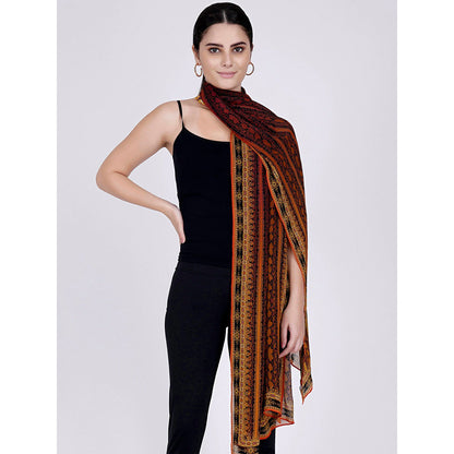 First Resort by Ramola Bachchan Orange Python Print Stole