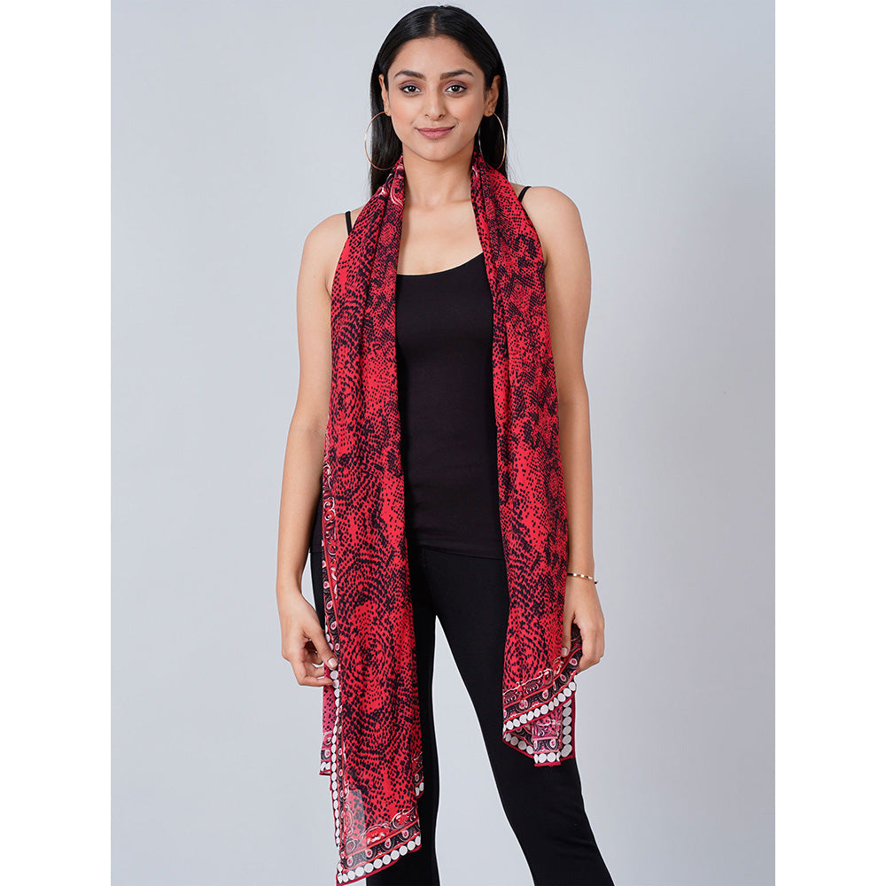First Resort by Ramola Bachchan Red Python Print Stole