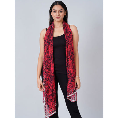 First Resort by Ramola Bachchan Red Python Print Stole