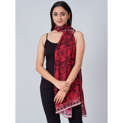 First Resort by Ramola Bachchan Red Python Print Stole