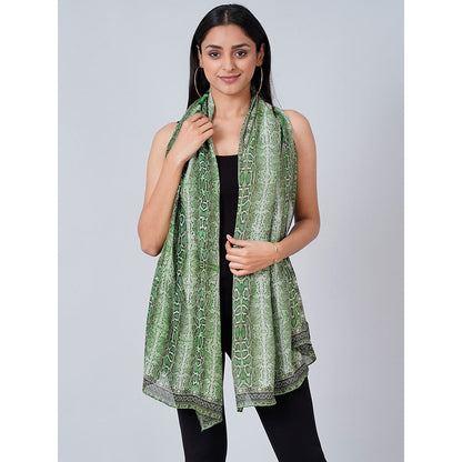 First Resort by Ramola Bachchan Green Python Print Stole