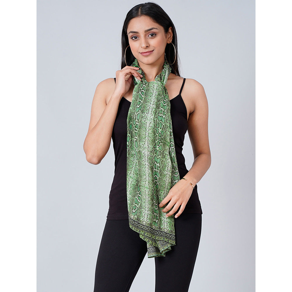 First Resort by Ramola Bachchan Green Python Print Stole