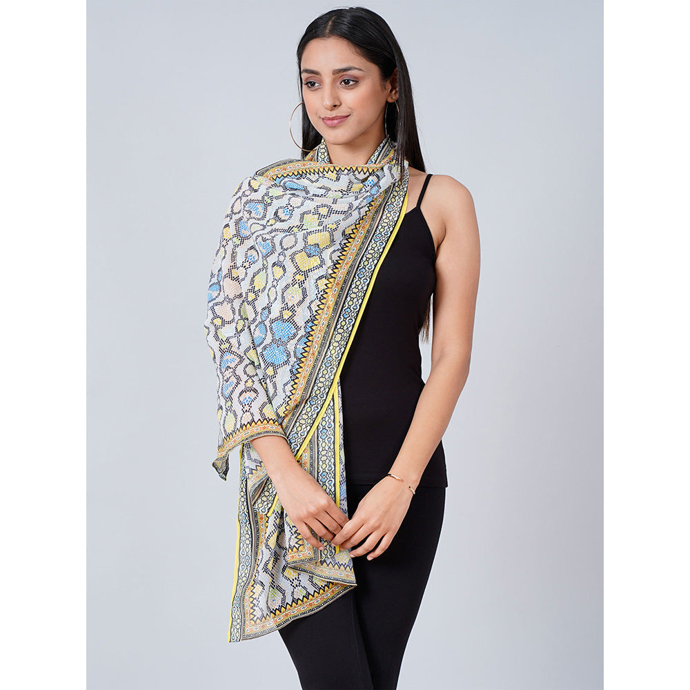 First Resort by Ramola Bachchan Yellow Geometric Stole