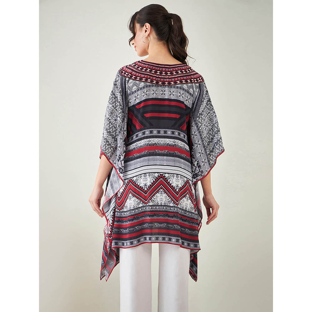 First Resort by Ramola Bachchan Maroon Geometric Kaftan Tunic