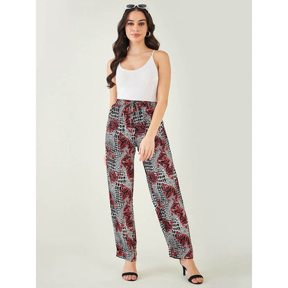 First Resort by Ramola Bachchan Red Baroque Animal Print Palazzo
