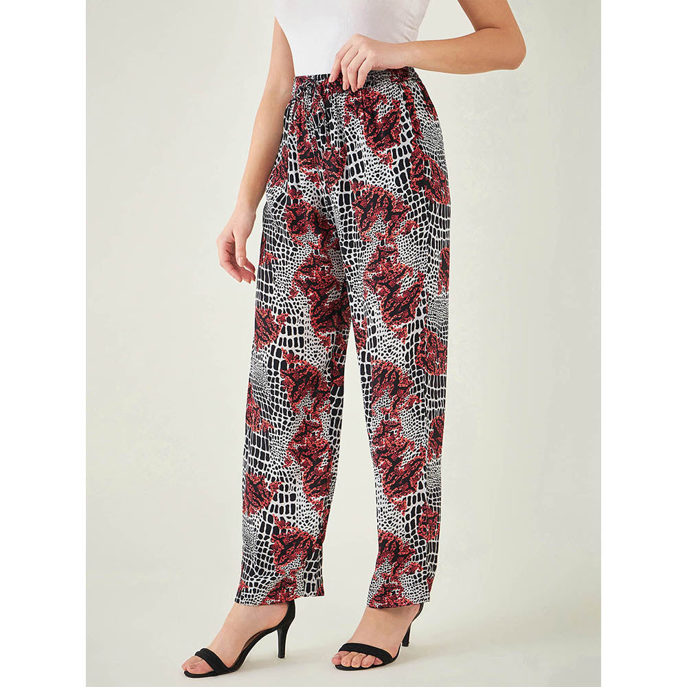 First Resort by Ramola Bachchan Red Baroque Animal Print Palazzo