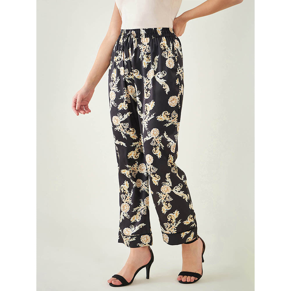 First Resort by Ramola Bachchan Black Baroque Print Pant
