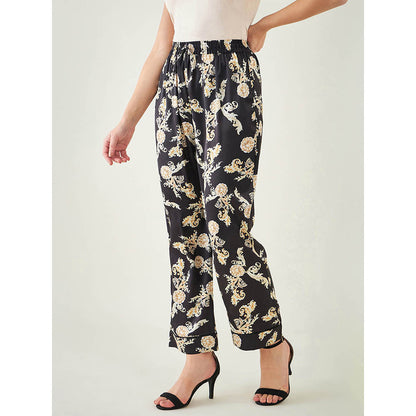 First Resort by Ramola Bachchan Black Baroque Print Pant