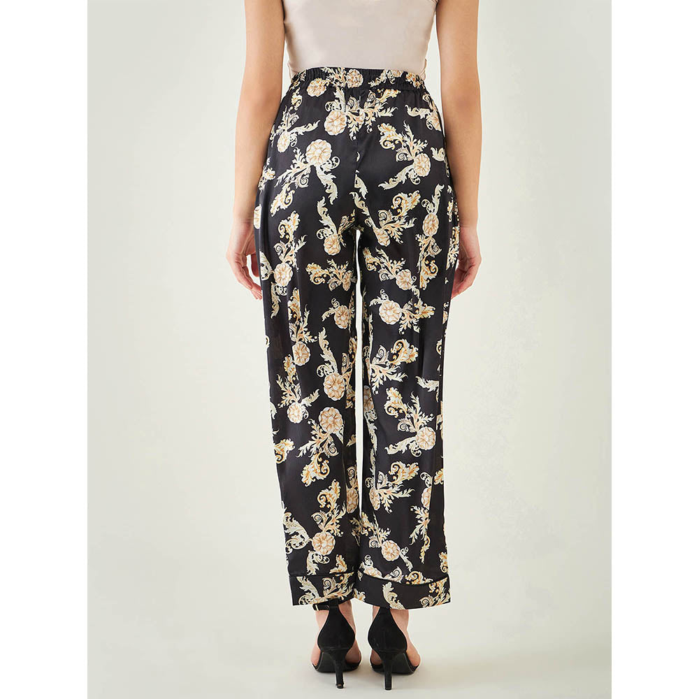First Resort by Ramola Bachchan Black Baroque Print Pant
