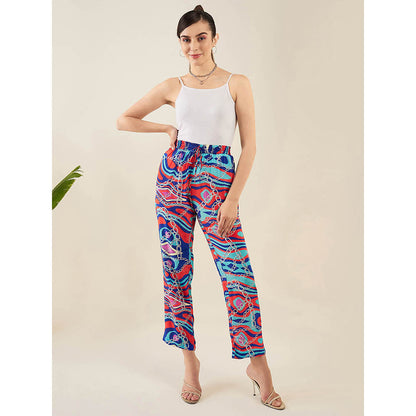 First Resort by Ramola Bachchan Blue and Red Marine Wave Print Shirt and Pant (Set of 2)