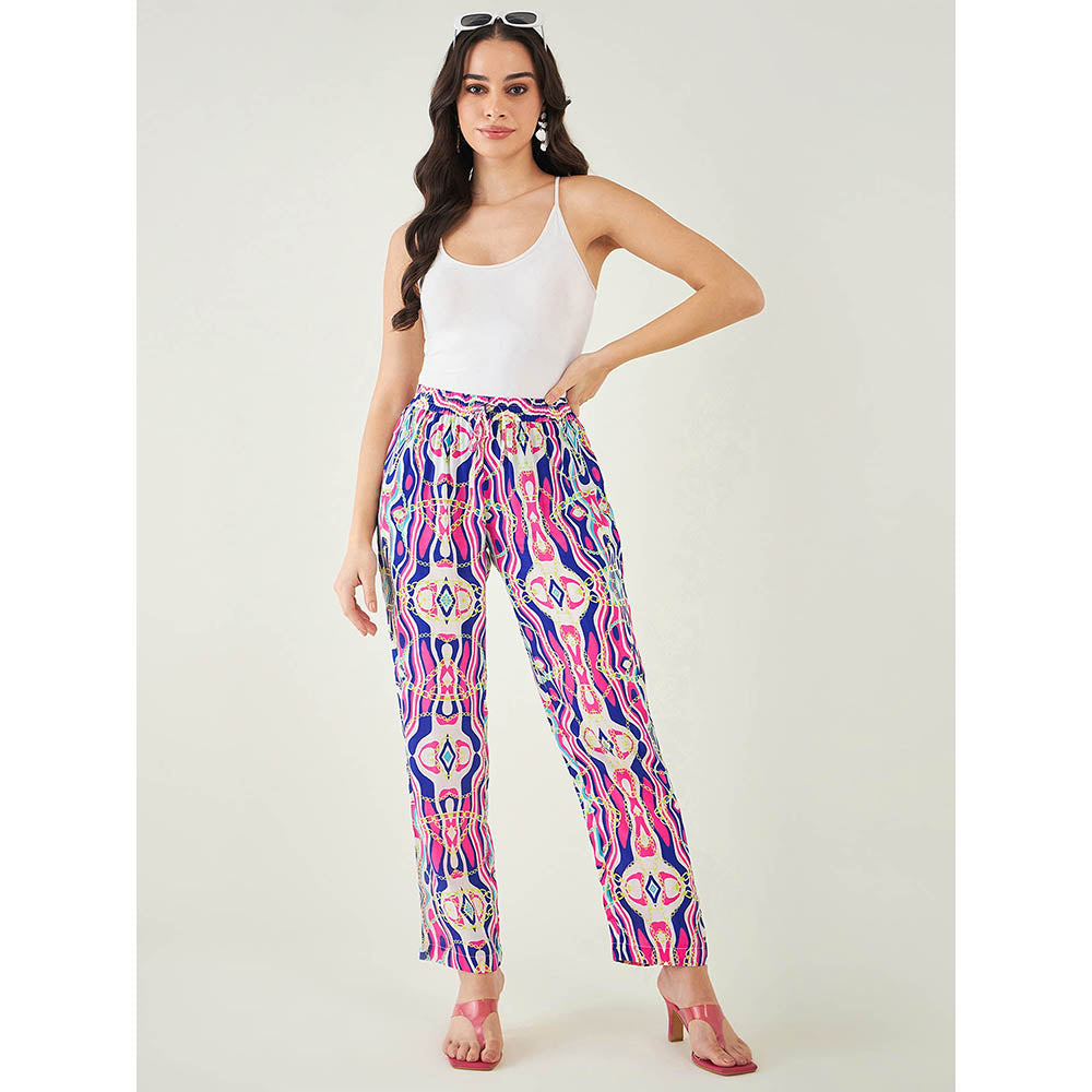First Resort by Ramola Bachchan Blue and Pink Marine Wave Print Shirt and Pant (Set of 2)