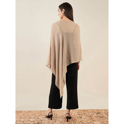 First Resort by Ramola Bachchan Almond Ombre Embellished Cashmere Poncho
