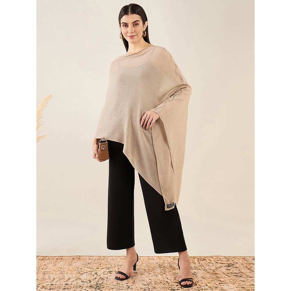 First Resort by Ramola Bachchan Almond Ombre Embellished Cashmere Poncho