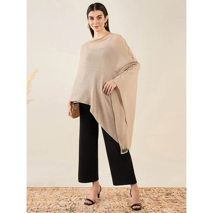First Resort by Ramola Bachchan Almond Ombre Embellished Cashmere Poncho