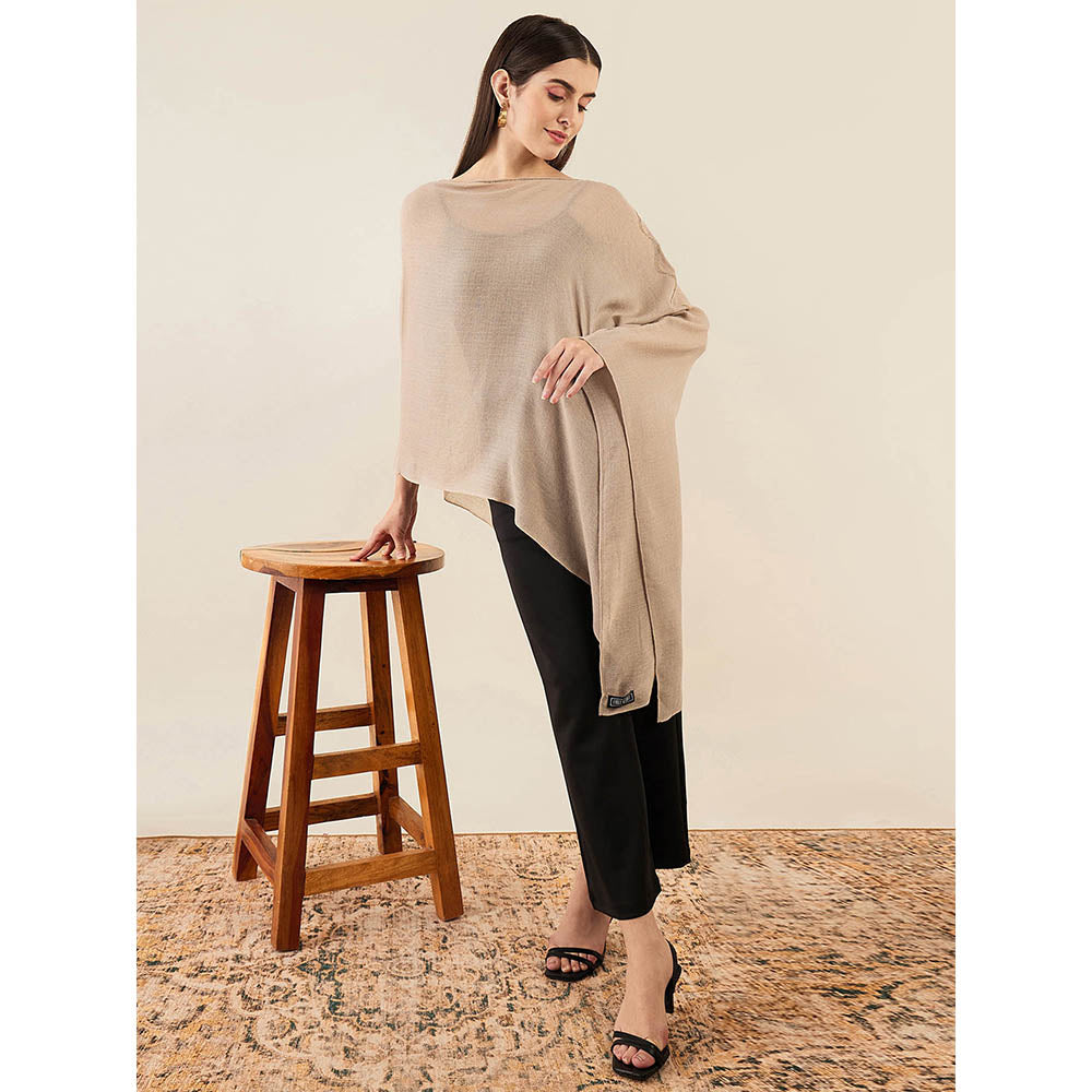 First Resort by Ramola Bachchan Almond Ombre Embellished Cashmere Poncho