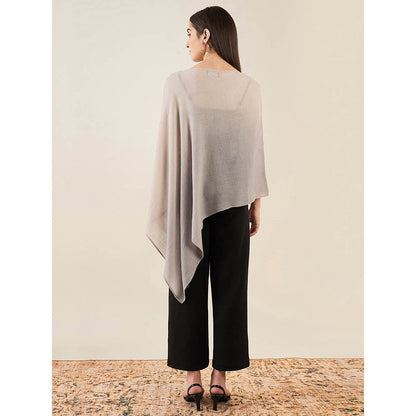 First Resort by Ramola Bachchan Beige Ombre Embellished Cashmere Poncho
