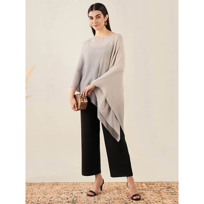 First Resort by Ramola Bachchan Beige Ombre Embellished Cashmere Poncho