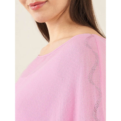 First Resort by Ramola Bachchan Candy Pink Ombre Embellished Cashmere Poncho