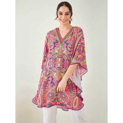 First Resort by Ramola Bachchan Rose Pink and Yellow Paisley Tunic